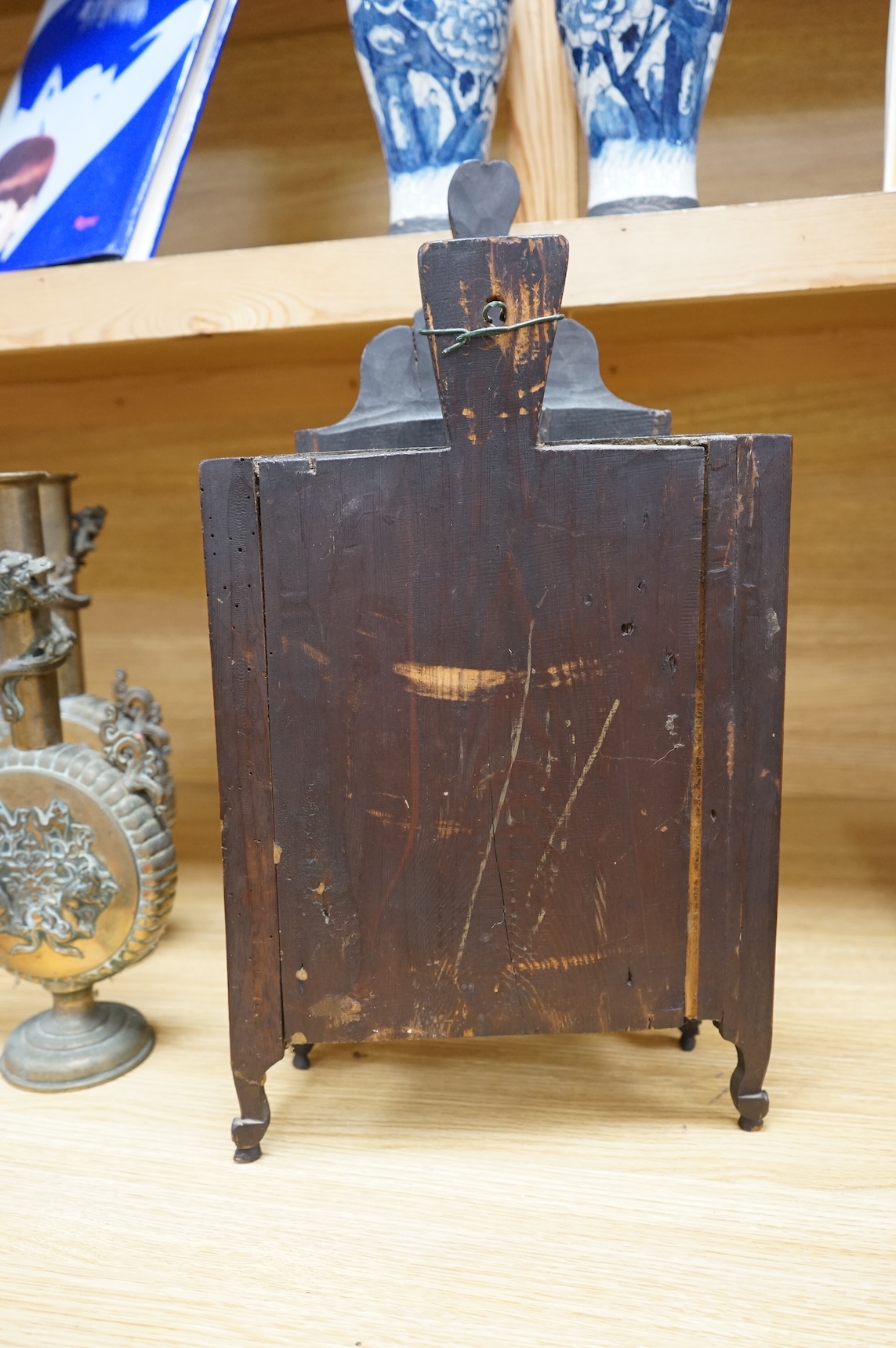 A 19th century carved walnut novelty ' French armoire' candle box 50cm